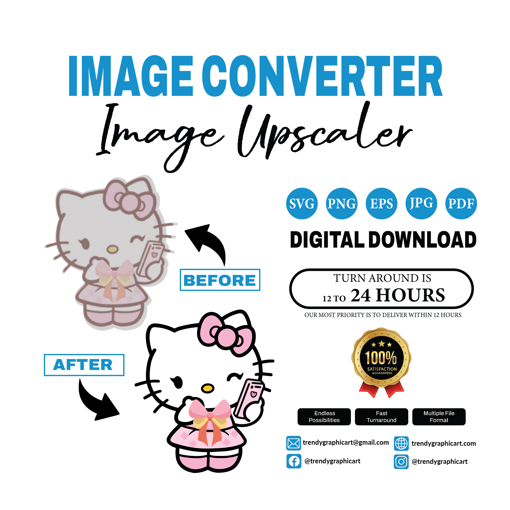 Image Converter, Vectorizer & Upscaler Service – High-Quality, Print-Ready Results
